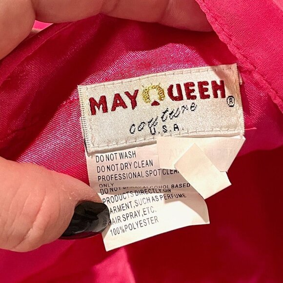 May Queen One Shoulder Long Evening Bridesmaid Dress Pink 16 Chiffon Rhinestones - Picture 4 of 10